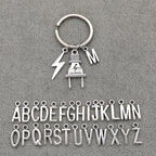 Fashion A-Z Letter Charm Lightning Bolt Plug Electrician Keychain for Electrical Worker Bag Car Keyring Gifts