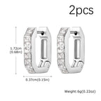 Men's U-shaped White Zircon Hoop Earrings, Fashion High Quality Waterproof Stainless Steel Earrings, Simple Fashion Jewelry