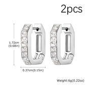 Men's U-shaped White Zircon Hoop Earrings, Fashion High Quality Waterproof Stainless Steel Earrings, Simple Fashion Jewelry