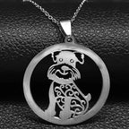 Iced Out Schnauzer Dog Pendant — Silver