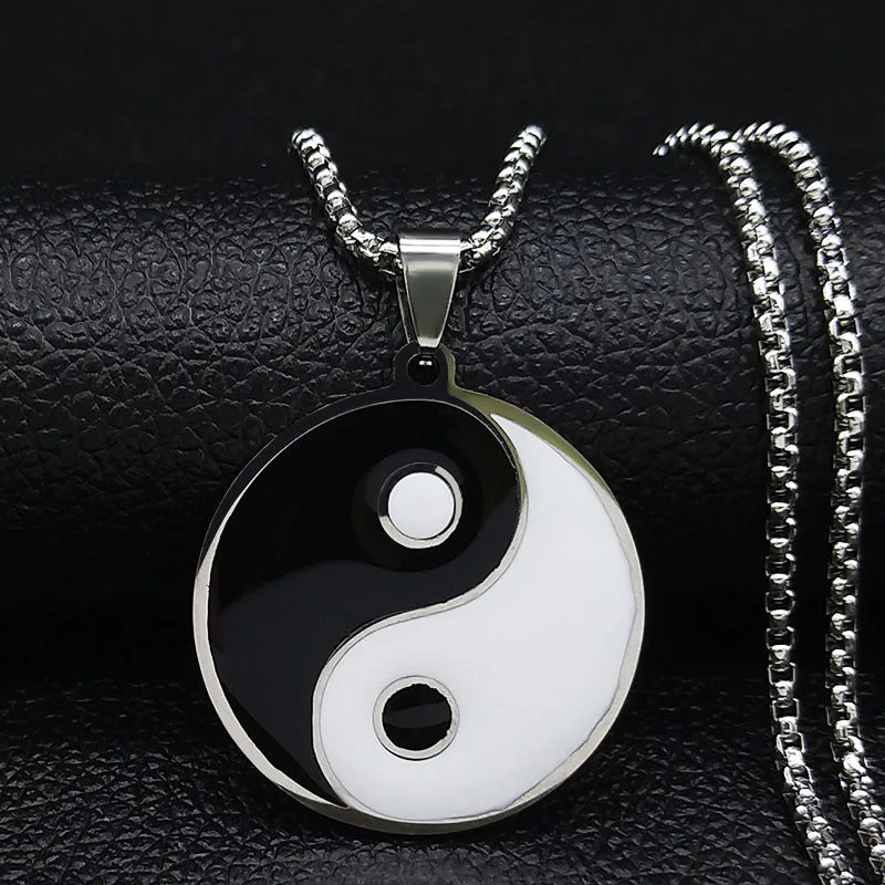 Yin Yang Statement Pendant Necklace — Stainless Steel
