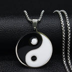 Yin Yang Statement Pendant Necklace — Stainless Steel