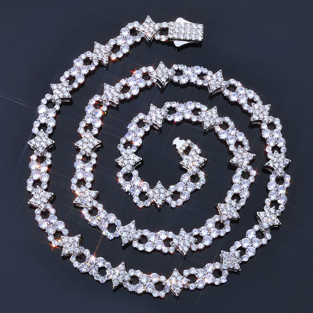 Iced Out Star Chain Necklace Four-Pointed Zircon