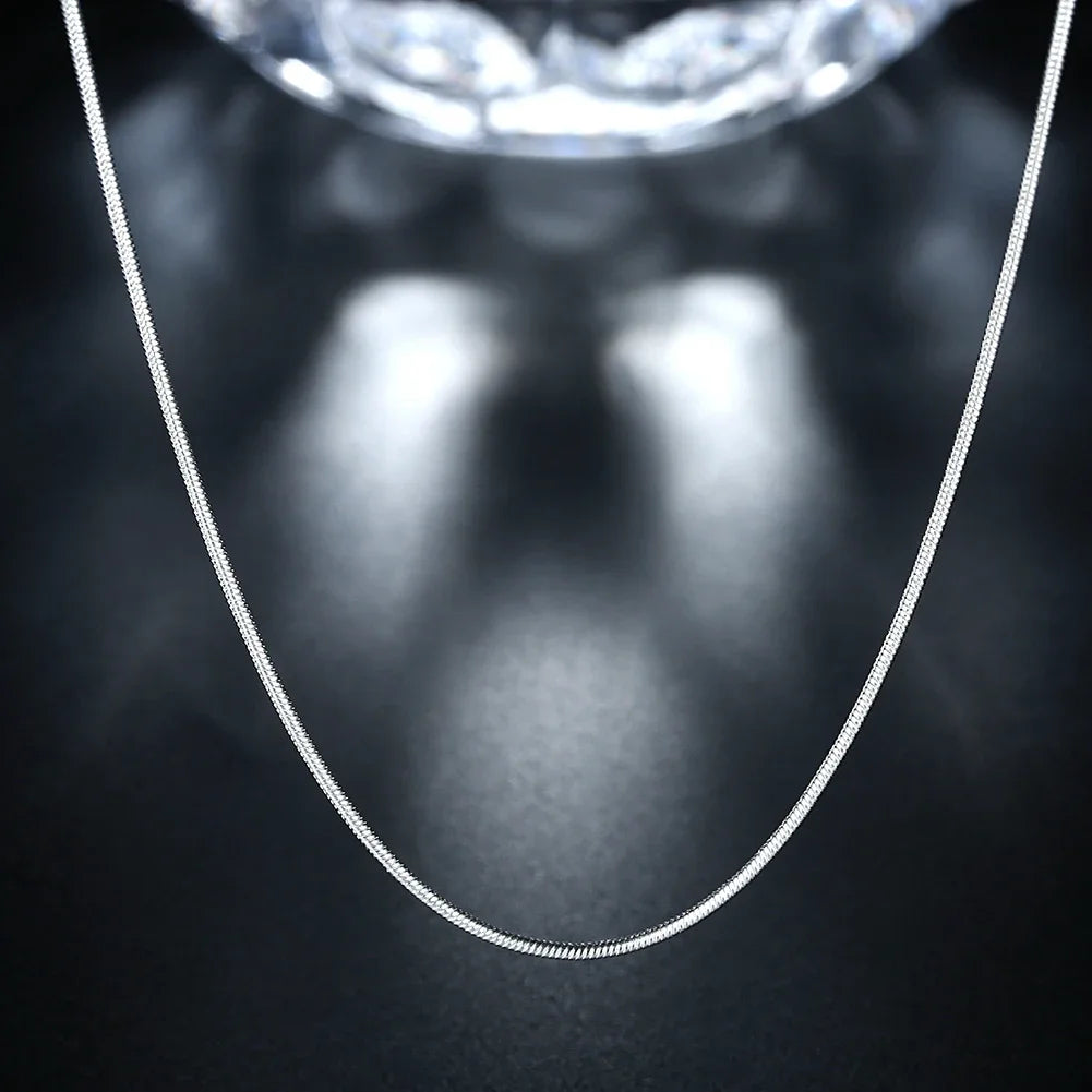 925 Sterling Silver 1mm Snake Chain Necklace For Women 16-30inches Fine Jewelry Wedding Fashion Party  Pendant Gifts