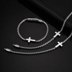 Cross Ball Chain Link Bracelet — Stainless Steel