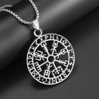 Nordic Rune Compass Necklace — Stainless Steel