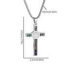 Saint Benedict Jesus Cross Stainless Steel Necklace Catholic Crucifix Male Colored Zircon Necklaces Jewelry San Benito