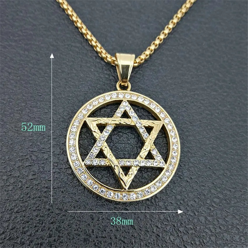 Iced Out Star of David Pendant Necklace — Gold