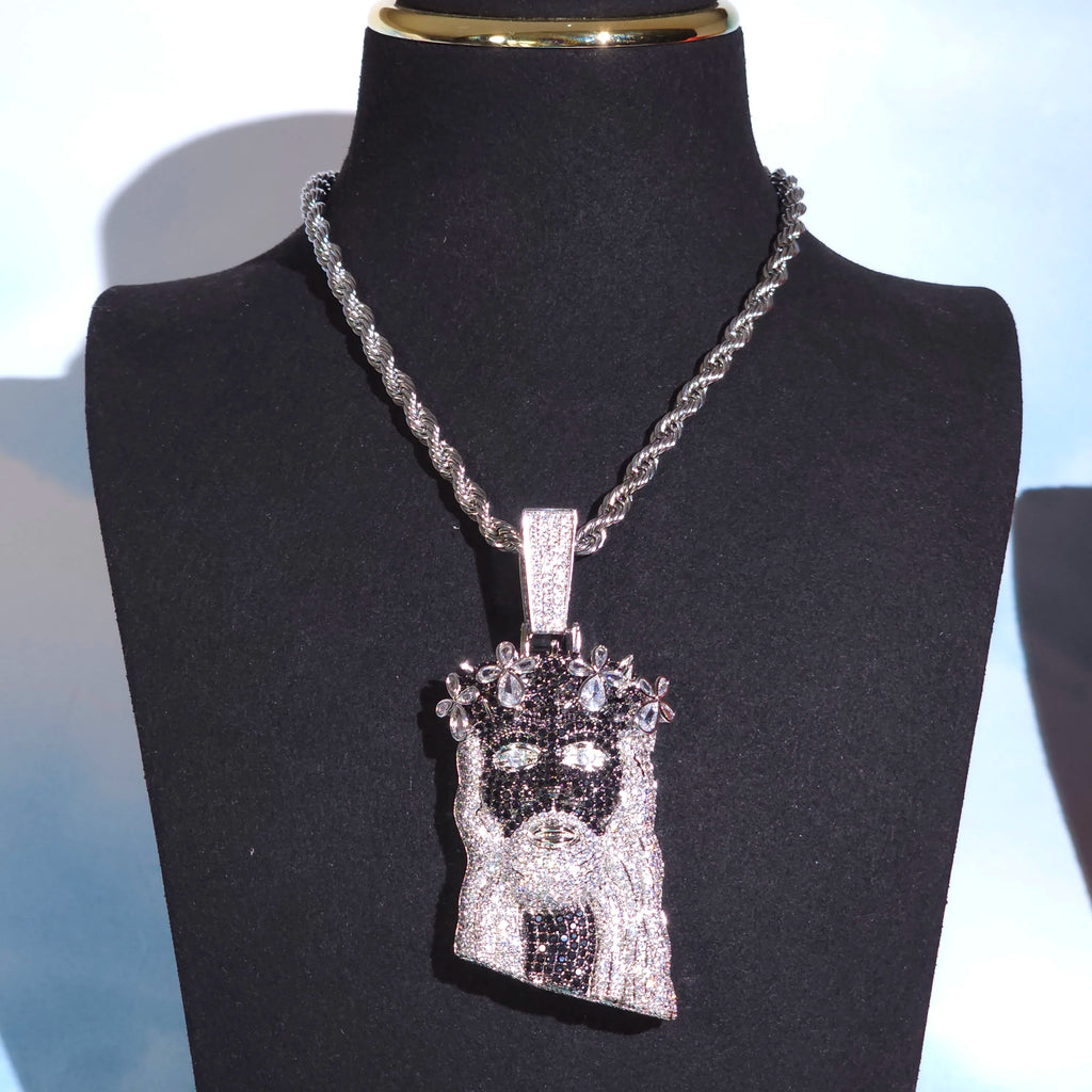 Hip Hop Iced Out Jesus Piece Pendant Personalized Black And White Mixed Color Highend Men Rapper Jewelry