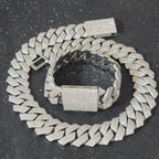 Fashion 24MM Diamond-Shaped Cuban Chain Durable Laser Engraving On The Back Icy Hip Hop Necklace Rap Bracelet Gift For