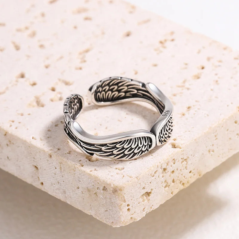 Retro Angel Demon Wings Open Ring for Women Couples Punk Gothic Adjustable Finger Jewelry Accessories Hip Hop Gifts