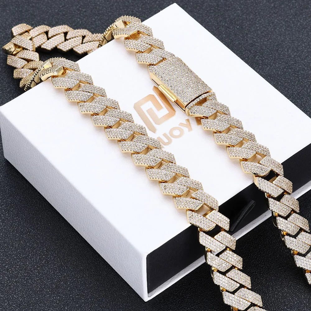 Iced Out Cuban Chain Necklace Stainless Steel 15MM