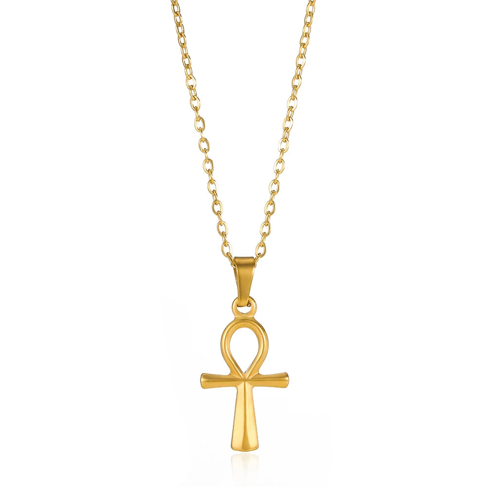 Vintage Ankh Cross Pendant Necklace — Stainless Steel