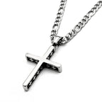 Hip Hop Vinatge Thick Cross Pendant Necklace for Men Stainless Steel Silver Color Faith Chain Necklaces Gift Jewelry