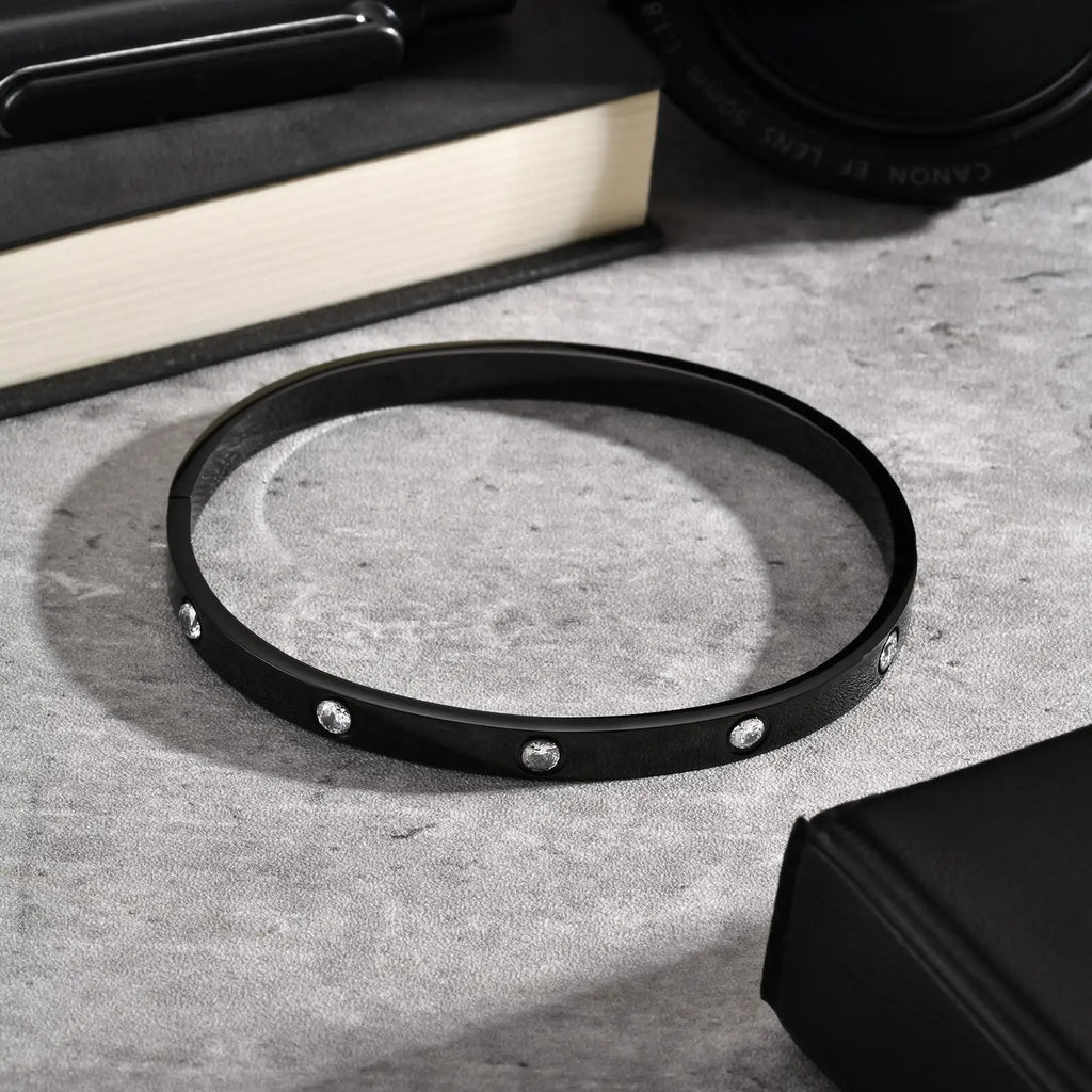 Iced Out CZ Bangle Bracelet 6mm — Stainless Steel