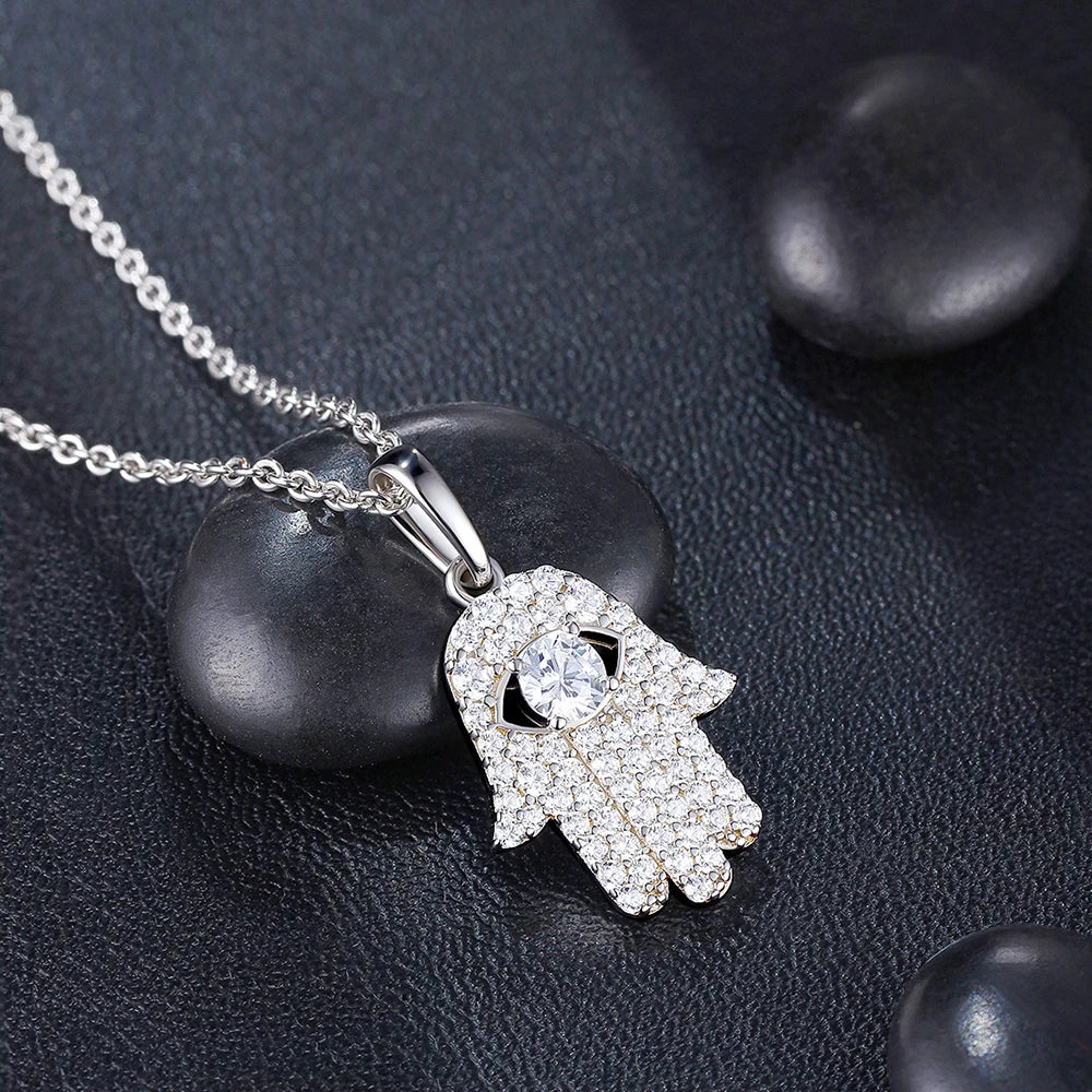 Iced Out Hamsa Hand Pendant