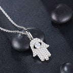 Iced Out Hamsa Hand Pendant