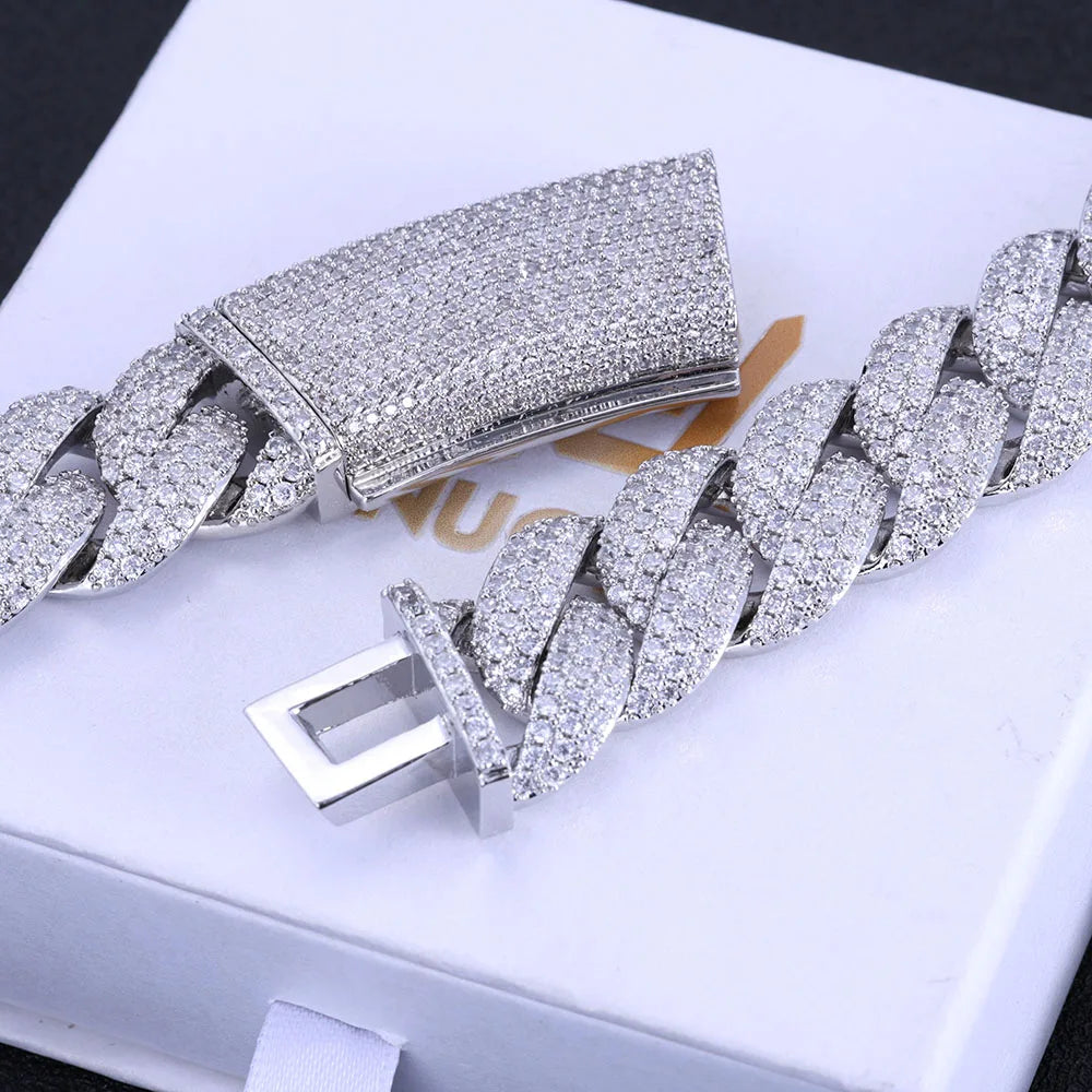 Gold Cuban Chain Necklace Iced Out 18MM 18K