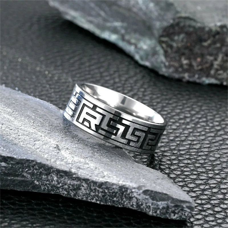 Retro Handcraft Statement Ring — Stainless Steel
