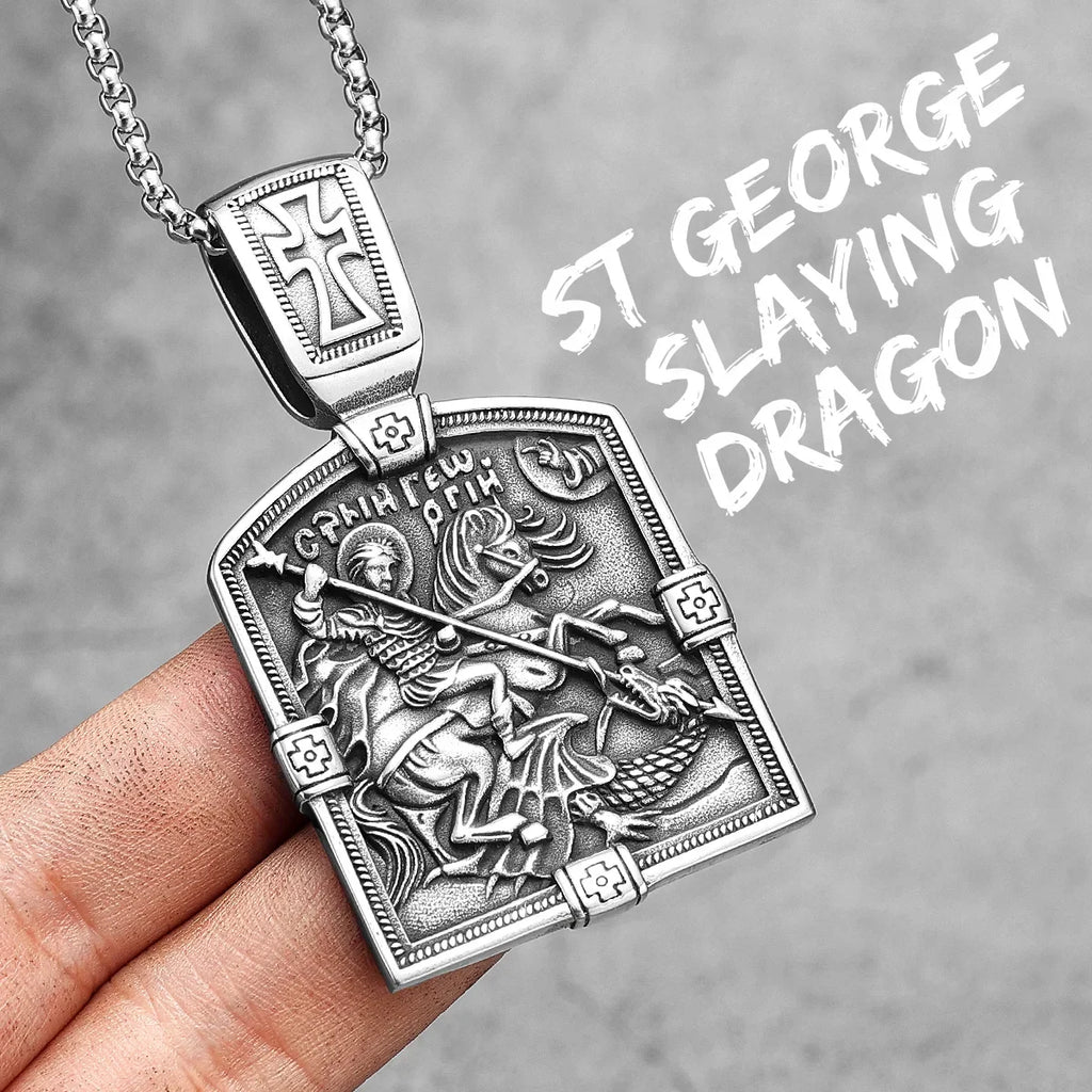 Arch Angel St.Michael Cross Wing Stainless Steel Men Necklaces Pendant Chain Amulet For Women Fashion Jewelry Gift