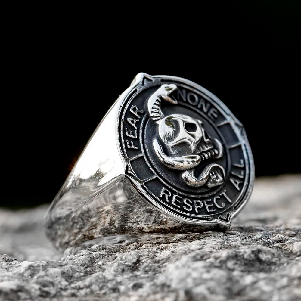 Viking Snake Skull Ring — Stainless Steel Punk