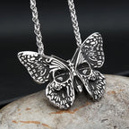 Vintage 316L Stainless Steel Butterfly Skull Pendant Necklace Hip Hop Biker Fashion Animal Necklaces For Men Women