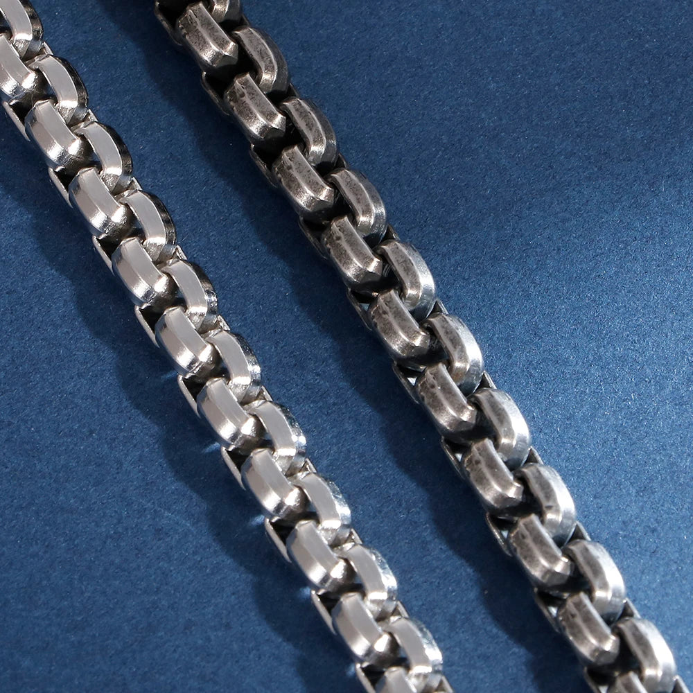 8MM Link Chain Man Bracelet for Men Matte Polished Stainless Steel Vintage Men's Wrist Bracelets On Hand Bands Mannen