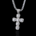 Iced Out Tennis Cross Pendant Necklace