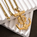 Cross Anchor Pendant Necklace — Gold-Tone Men's and Women's