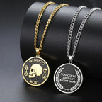 Memento Mori Stoic Pendant Necklace for Men Women Double Sided Engraved Stainless Steel Chain Motivational Stoicism