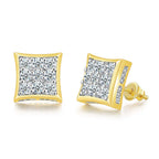 Hip Hop 8MM Square Stud Earrings For Women Men Iced Out Bling Micro Full Pave Rhinestone CZ Stone Earring Trendy Jewelry OHE127