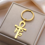 LIKGREAT Eye of Horus Keychain Ancient Egypt Ankh Cross Keyring for Women Men Stainless Steel Talisman Cross Jewelry