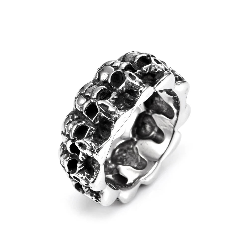 Gothic Skull Steel Ring Vintage Punk Rock Party