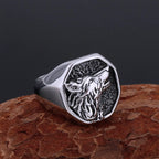 Stainless Steel Polishing Gold Color Wolf Head Ring Nordic Vikings Giant Animal Fenrir Masculine Men Finger Jewelry