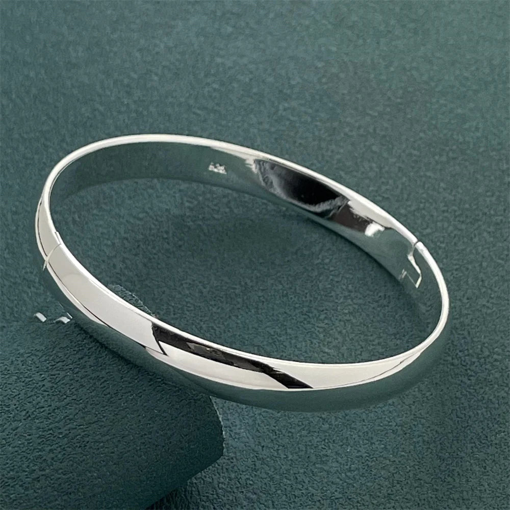 Fashion 925 Sterling Silver Woman Cuff Bracelet Open Leaf Shaped Adjustable Charm Bangle Girls Party Jewelry Christmas Gifts