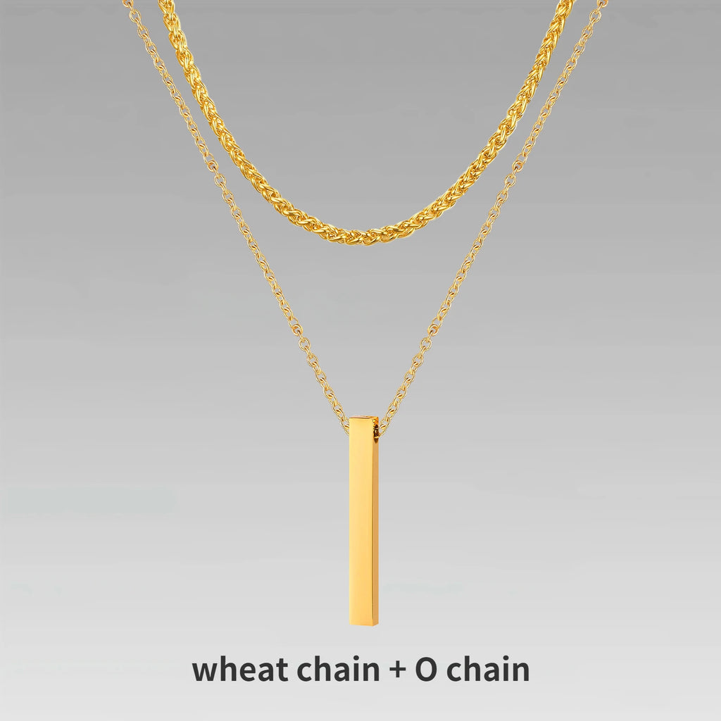 Vertical Bar Rope Cuban Chain Pendant — SS