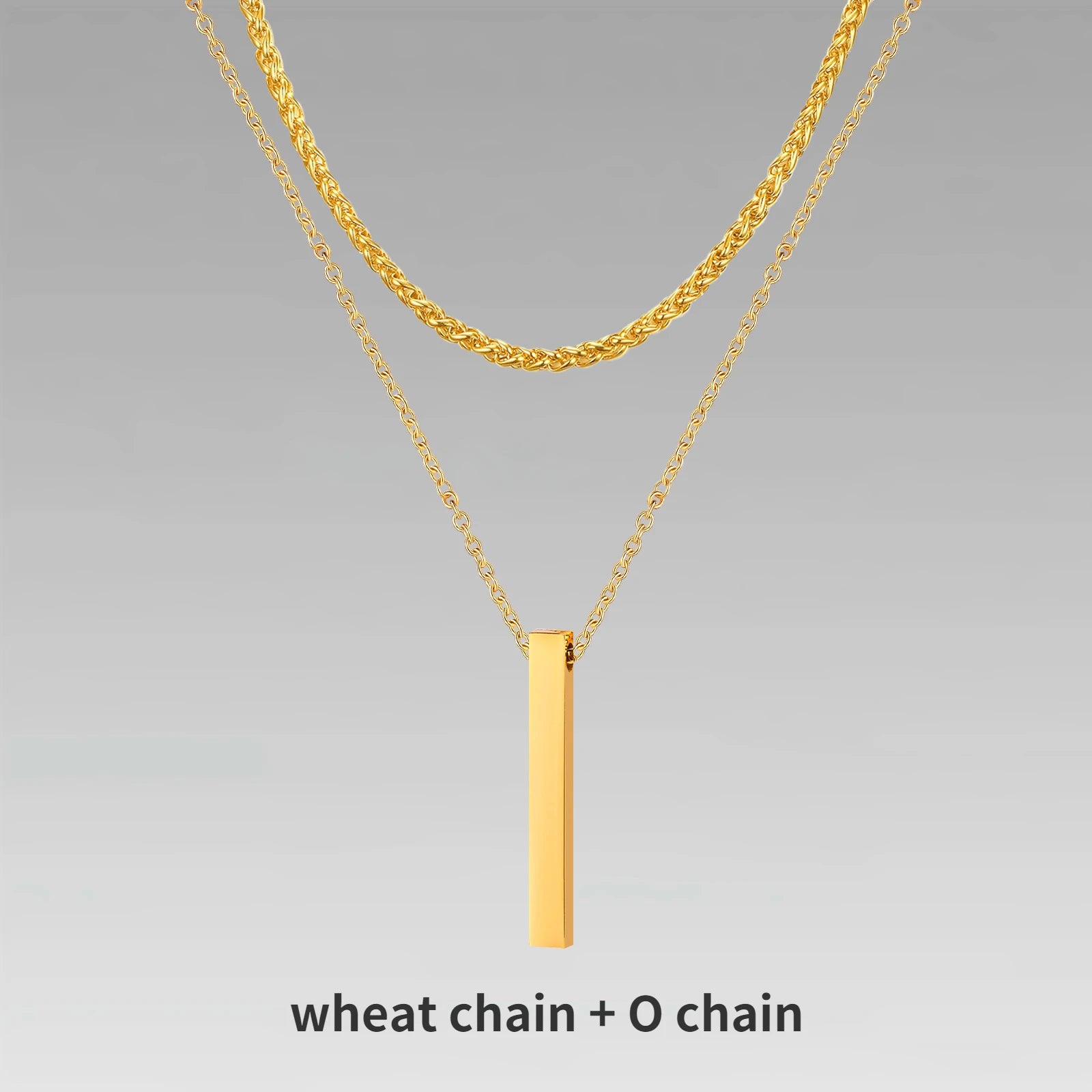 Vertical Bar Rope Cuban Chain Pendant — SS