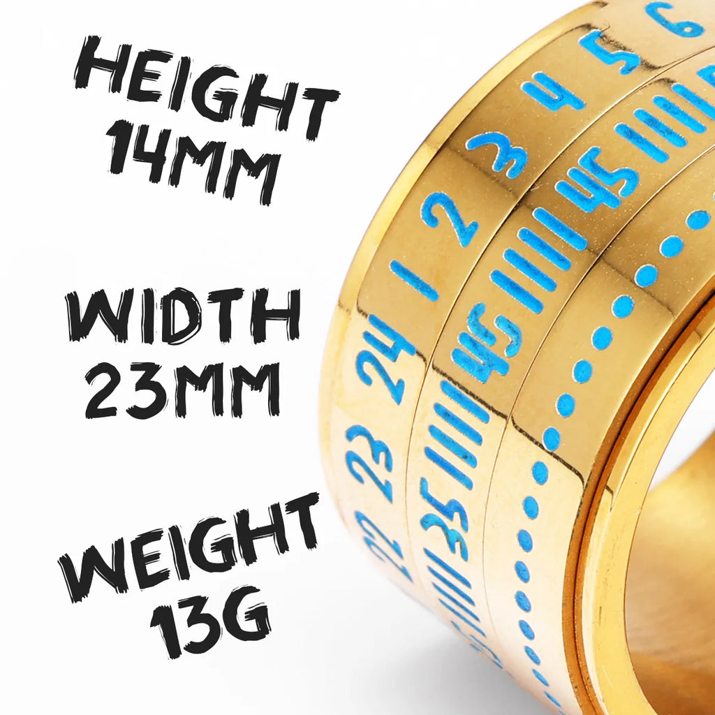 Date Spinner Ring — Stainless Steel