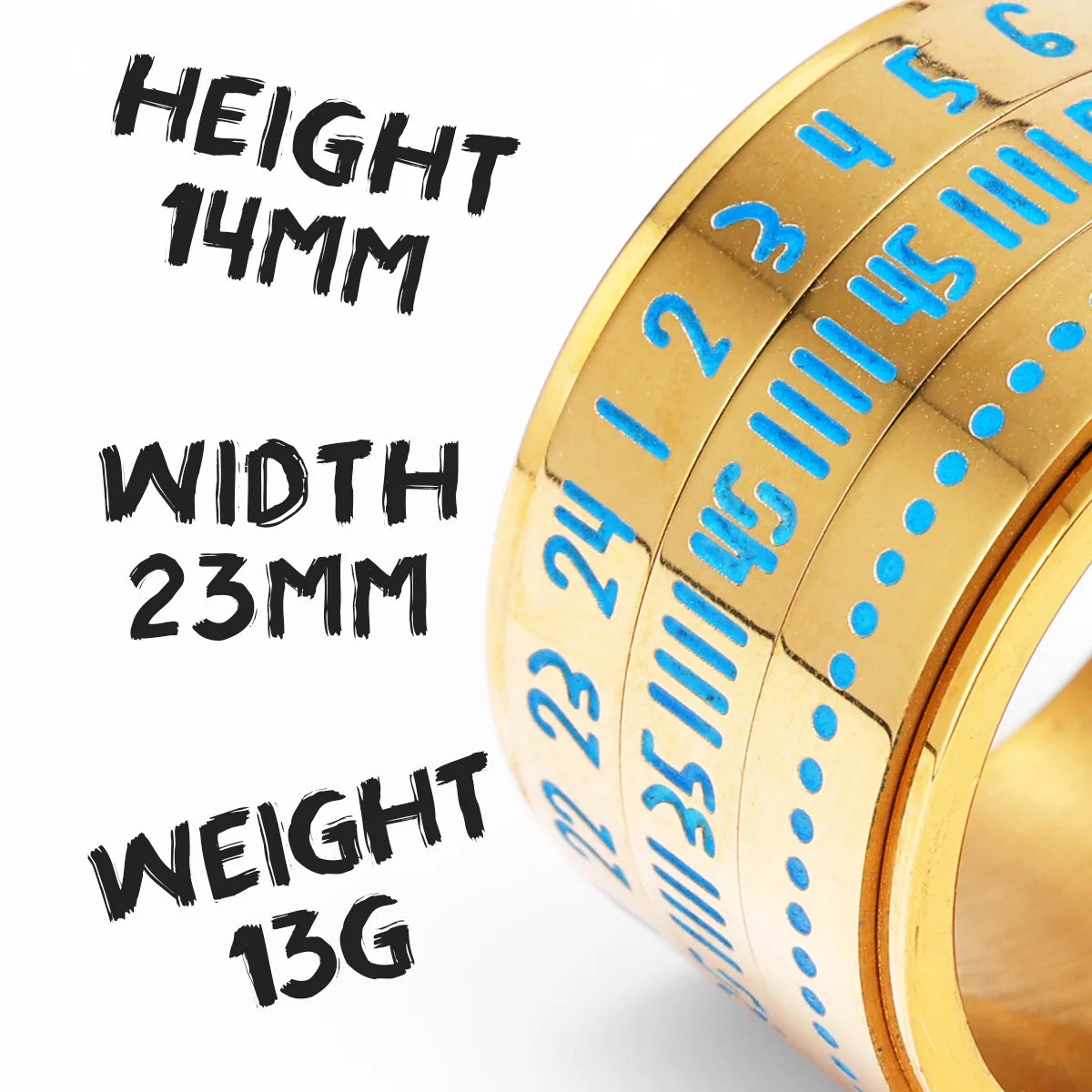 Date Spinner Ring — Stainless Steel