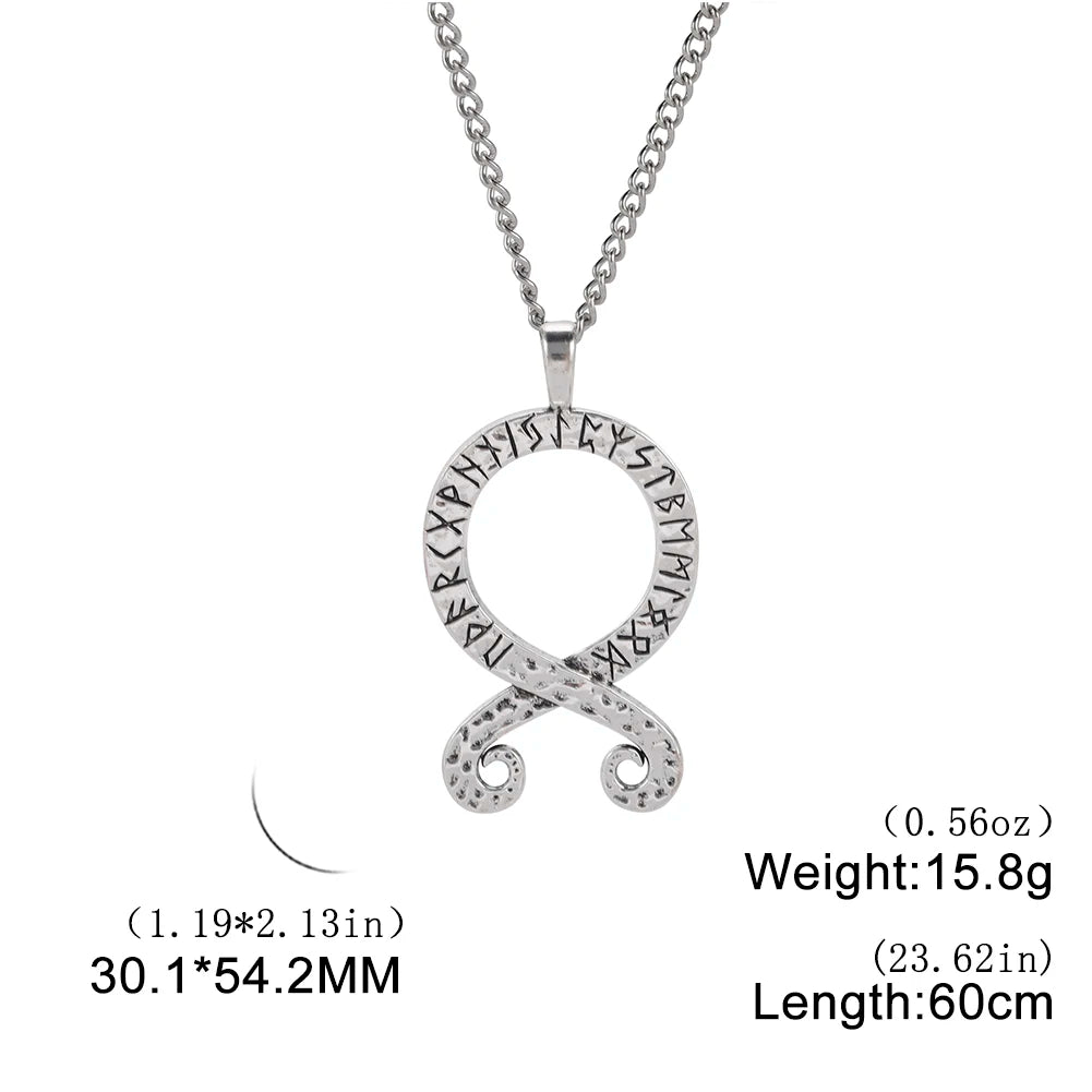 LIKGREAT Nordic Octopus Squid Pendant Viking Runes Troll Cross Necklace Swedish Folklore Protection Amulet Jewelry