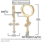 Iced Out Cross Lightning Stud Earrings