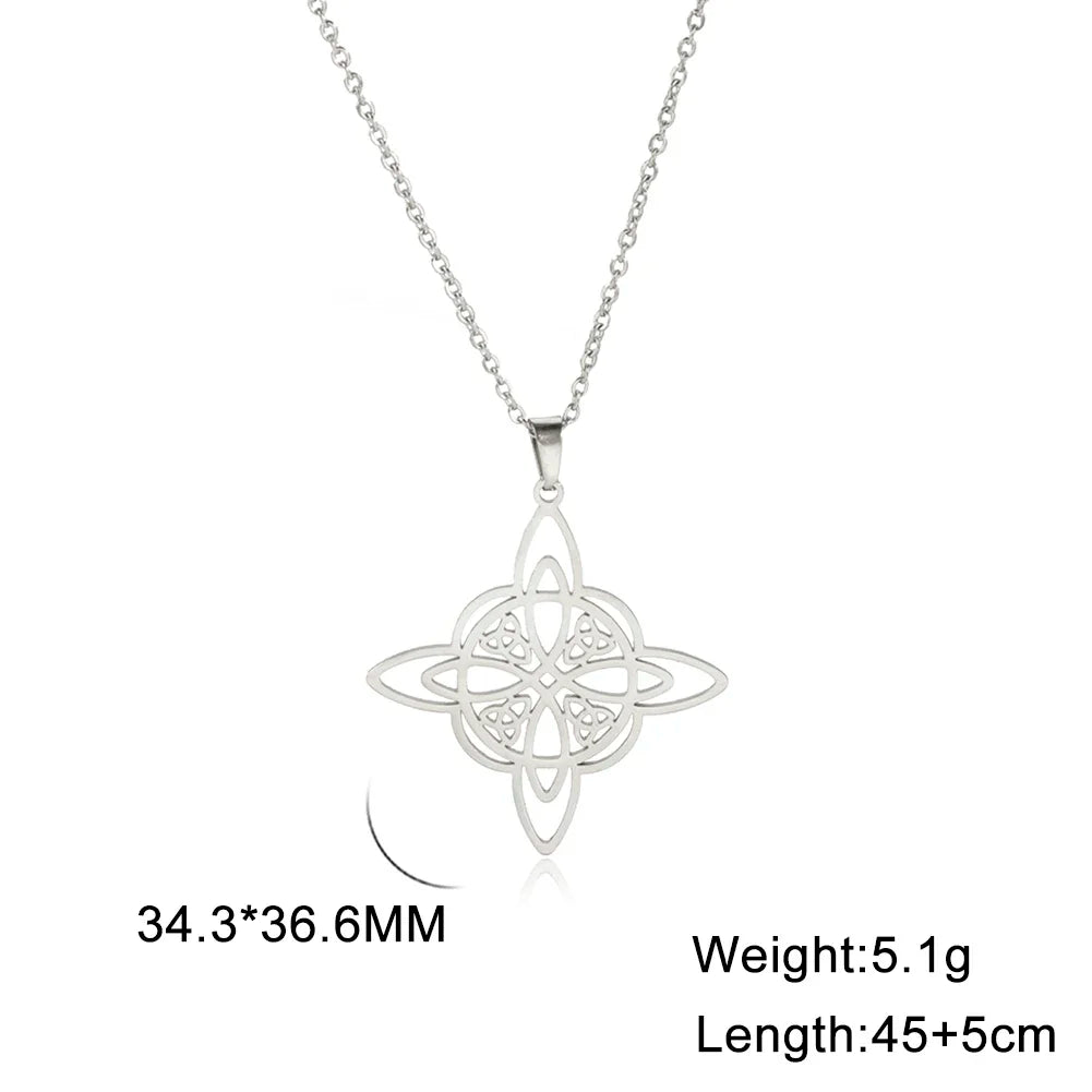 Skyrim Witchcraft Witches Knot Necklace Stainless Steel Triquetra Celtics Magic Knot Wicca Neck Chains  Amulet Jewelry for Women