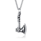 Stainless Steel Viking Double Axe Necklace Men's Vintage Nordic Wolf Axe Pendant Chain Scandinavian Party Jewelry Accessories