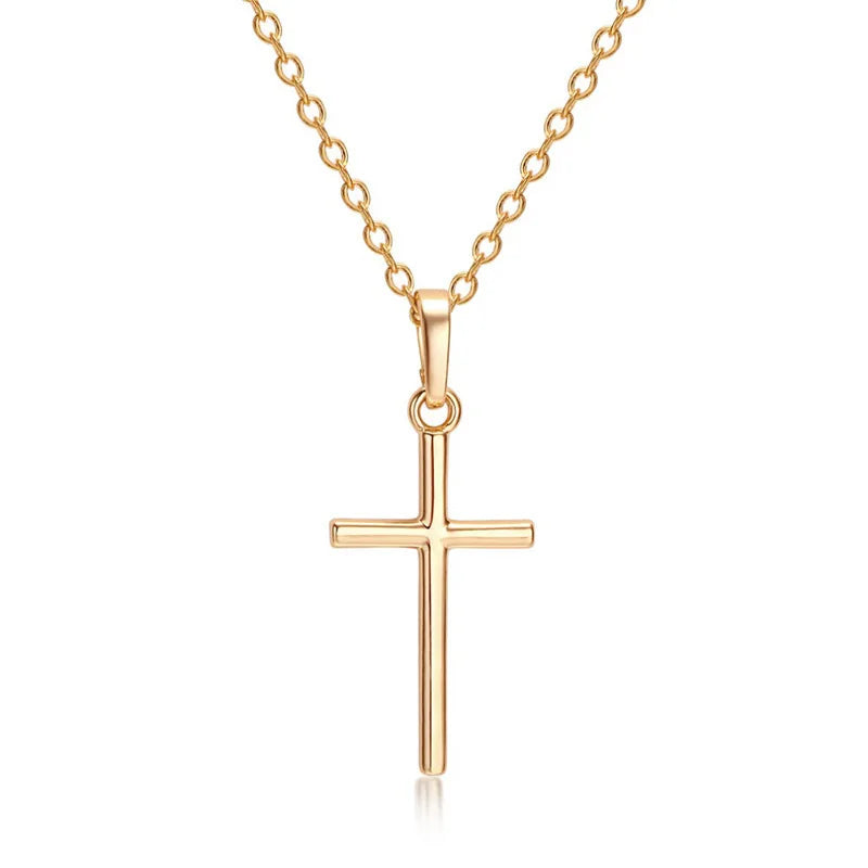 Fashion Gold Silver Crystal Christian Jesus Cross Pendant Necklaces Women New Clavicle Chain Necklace Collar Jewelry Gift