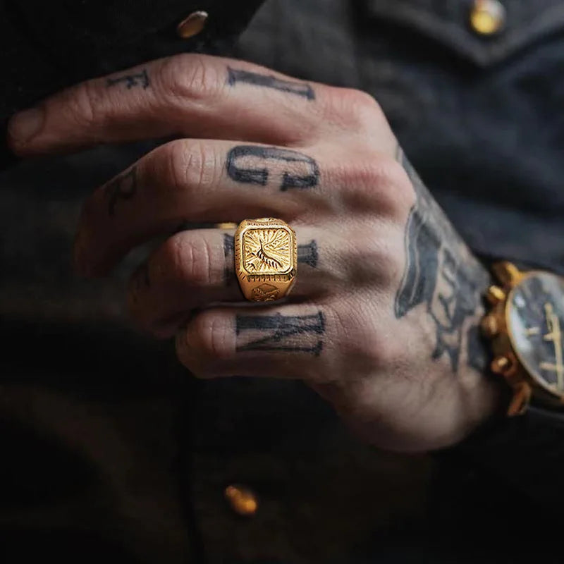 Eagle Square Signet Ring — Stainless Steel