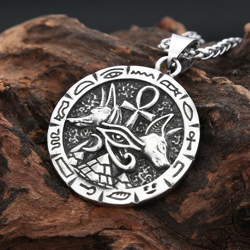 Ankh Eye of Horus Stainless Steel Pendant Necklace