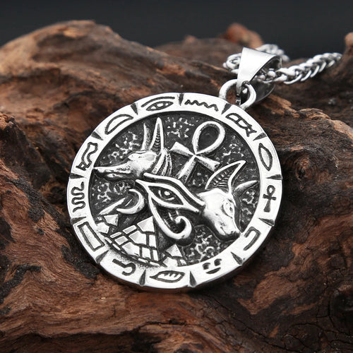 Ankh Eye of Horus Stainless Steel Pendant Necklace