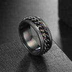 Anxiety Fidget Rings For Men Spining Titanium Stainless Steel Colorfully Spinner Rotatable Chain Jewelry Rotating Rings