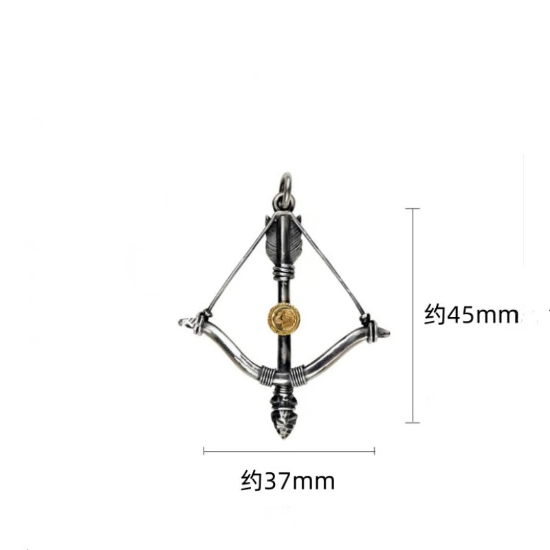 Buyee 925 Sterling Silver Male Big Pendant Chain Elegant Bow Arrow Necklace for Men Fashion Unique Fine Jewelry Chain