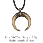 Witch Horn Crescent Moon Pendant — Stainless Steel